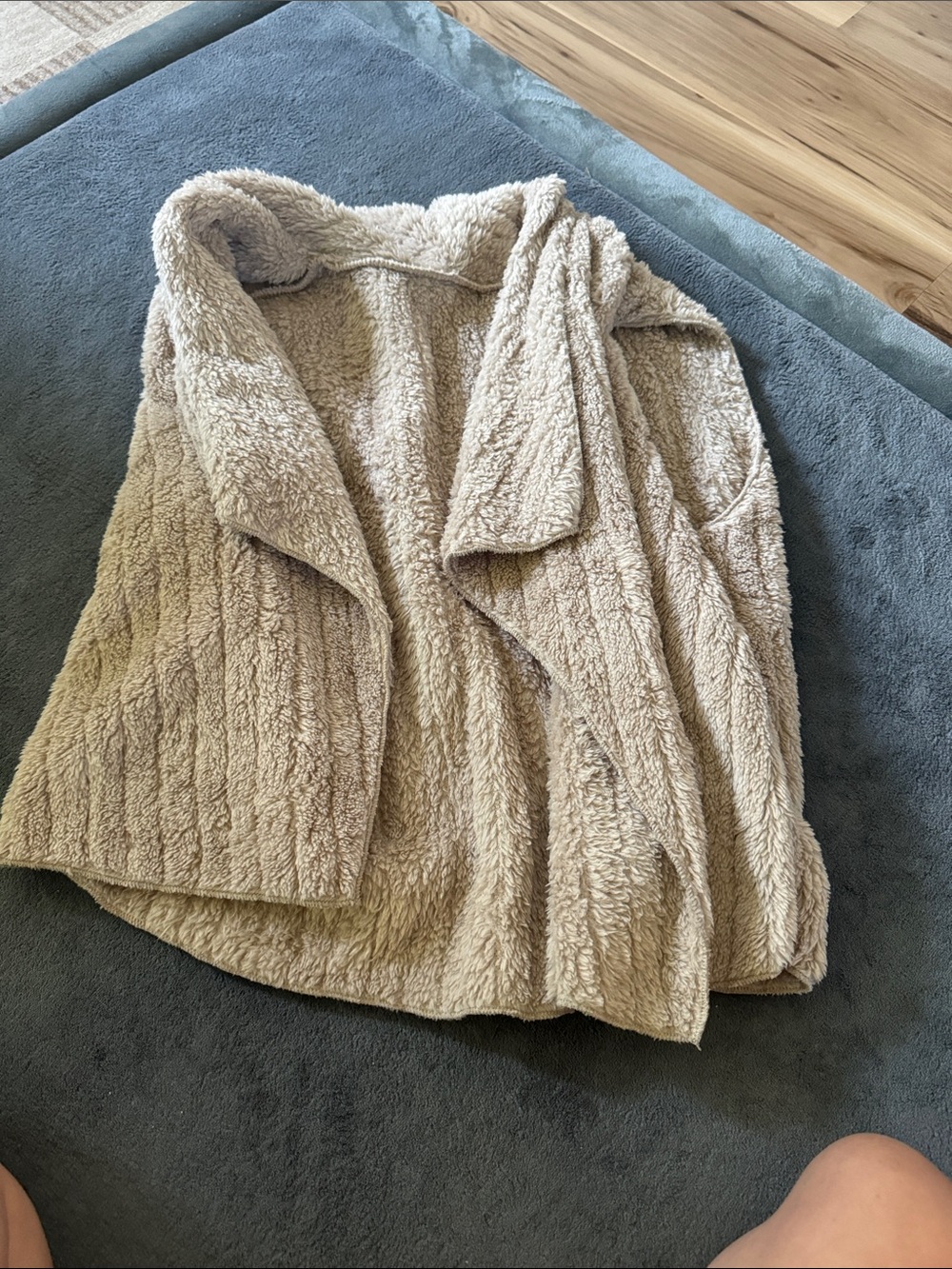 SHEIN Plush Open-Front Teddy Jacket - Beige